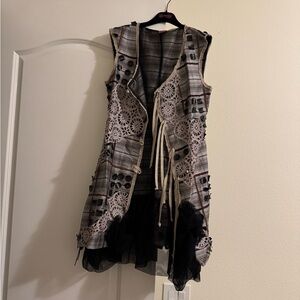 Save The Queen Plaid Dress with Lace and Sewn On Details